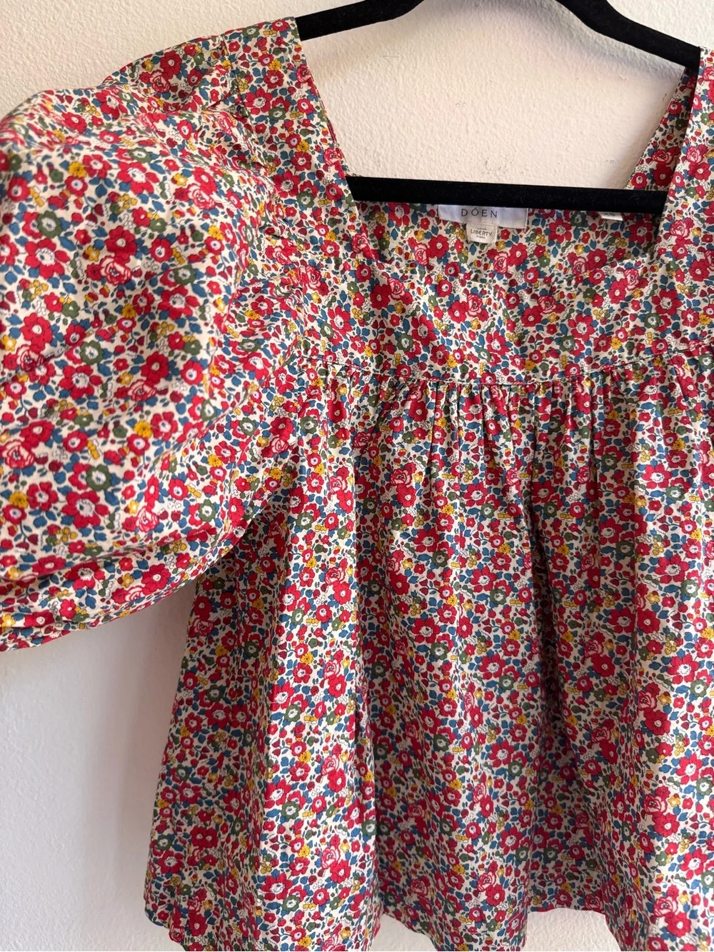 DÔEN x Liberty Skyla Betsy Ann Floral Puff Sleeve Square Neck Top XS